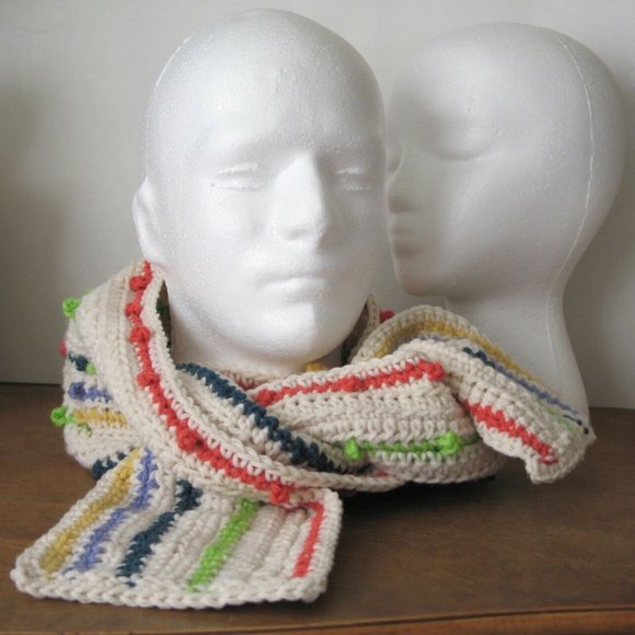 Long Striped Scarf off-white/multicolor men women - Picture 8 of 13